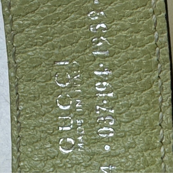 GUCCI Vintage 80’s Italy light green leather belt-Logo “G” silver buckle